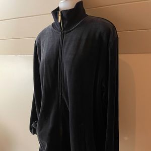Just Reduced! Chaps Running Jacket in Black Stretch Velour